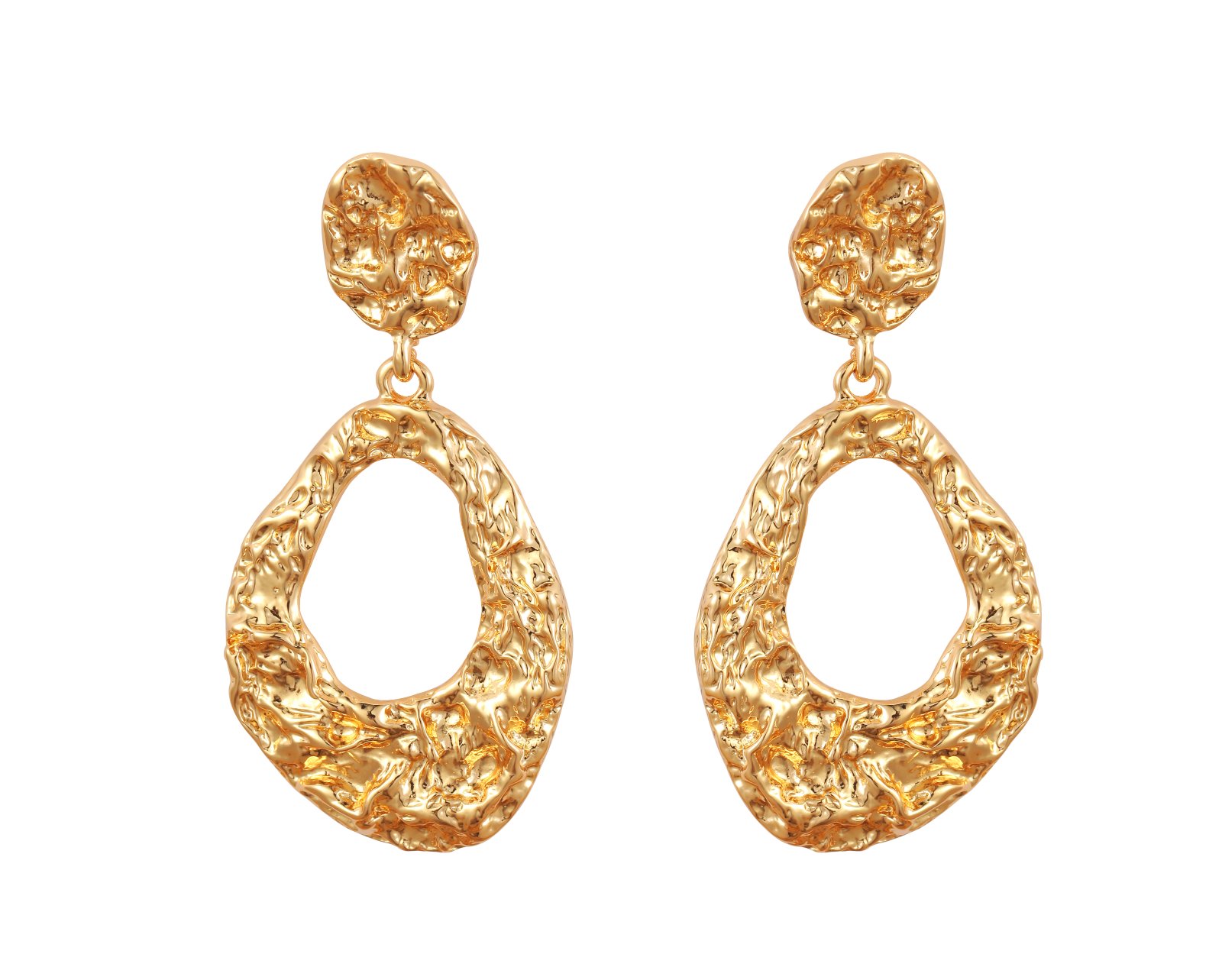 Oval Dangle Design Hammered Metal Finish Textured Gold Drop Earrings a wide variety of styles Design inspired earrings without collision