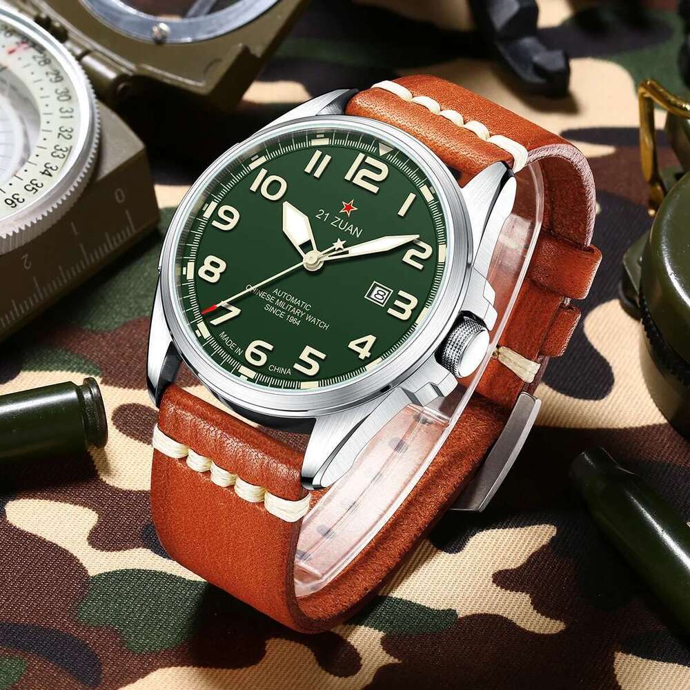Seagull Military Automatic Mechanical For Fashion Retro Men belt Watch Calendar Luminous Male Wristwatch 581
