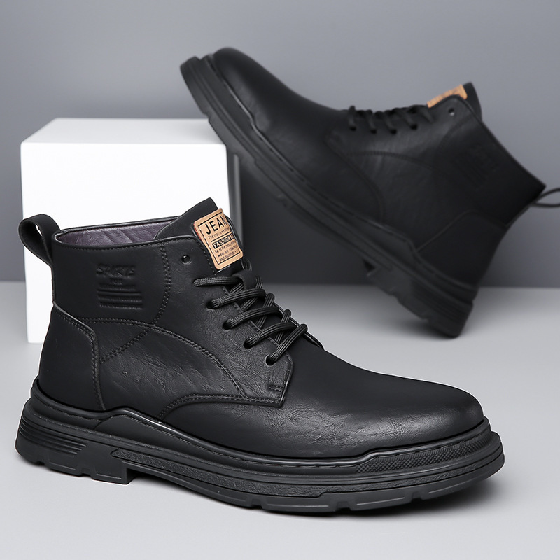 2023 Autumn/Winter Mens Martin Boots Trendy Casual Short Boots Versatile British Style Leather Boots Cowboy Leather Boots 241028