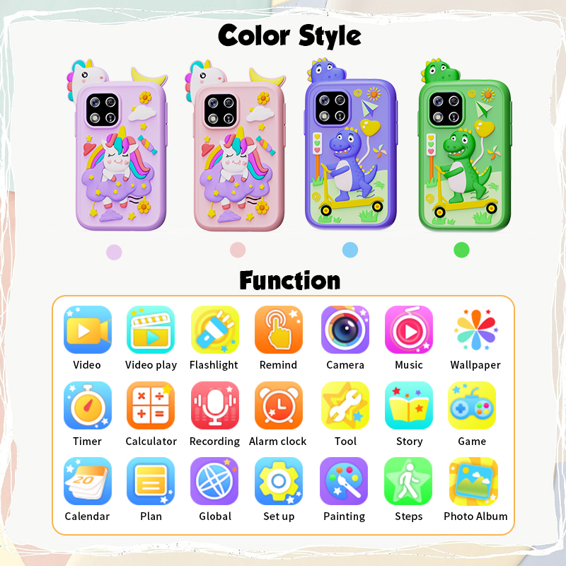 Cute Learning Kid Smart Phone Toy Mobile Phone Camera Game Phone for Children Kids Baby Age 3-7 A38