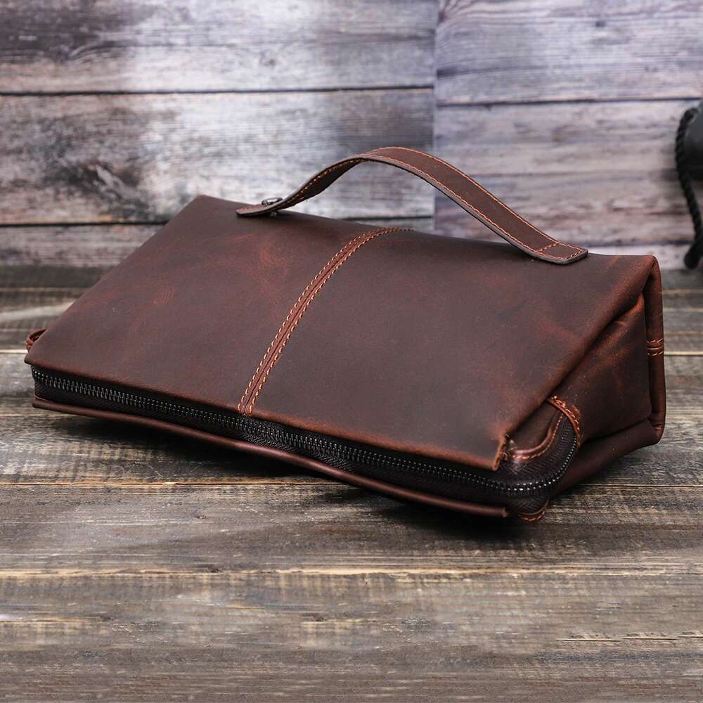 Vintage Genuine Leather Men's Wallet Password Lock Clutch Bag For Men Card Holder Long Wallets Handbag Large Capacity Male Purse