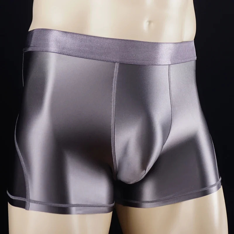 Sexy mens smooth swim trunks shiny shorts boxer underwear 250430Z