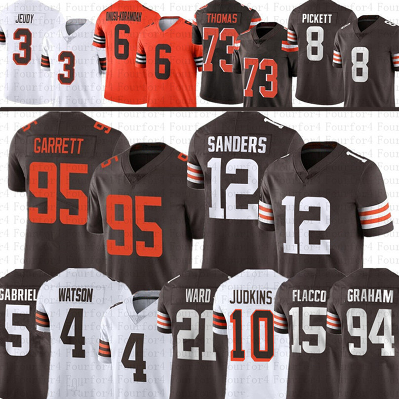 12 Shedeur Sanders Myles Garrett Football Jersey Quinshon Judkins Deshaun Watson OwusuKoramoah Denzel Ward Jerry Jeudy Joe Flacco Mason Graham Dillon 