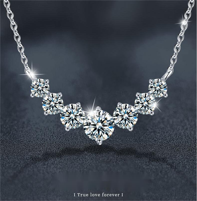 925 Sterling Silver Smile Princess Necklace with Moissanite Stones, Elegant V-Shaped Pendant for Women, Minimalist Chic Jewelry Gift