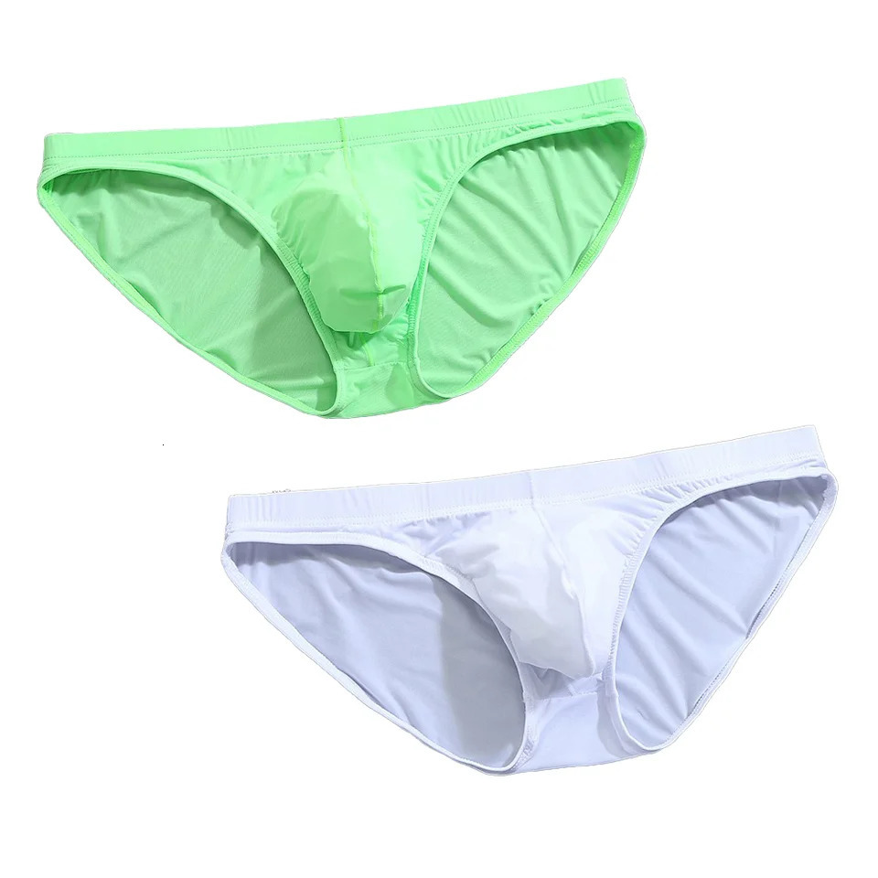 2PCS mens underwear bikini pants comfortable and sexy slip ice silk breathable white 4XL 250430Z