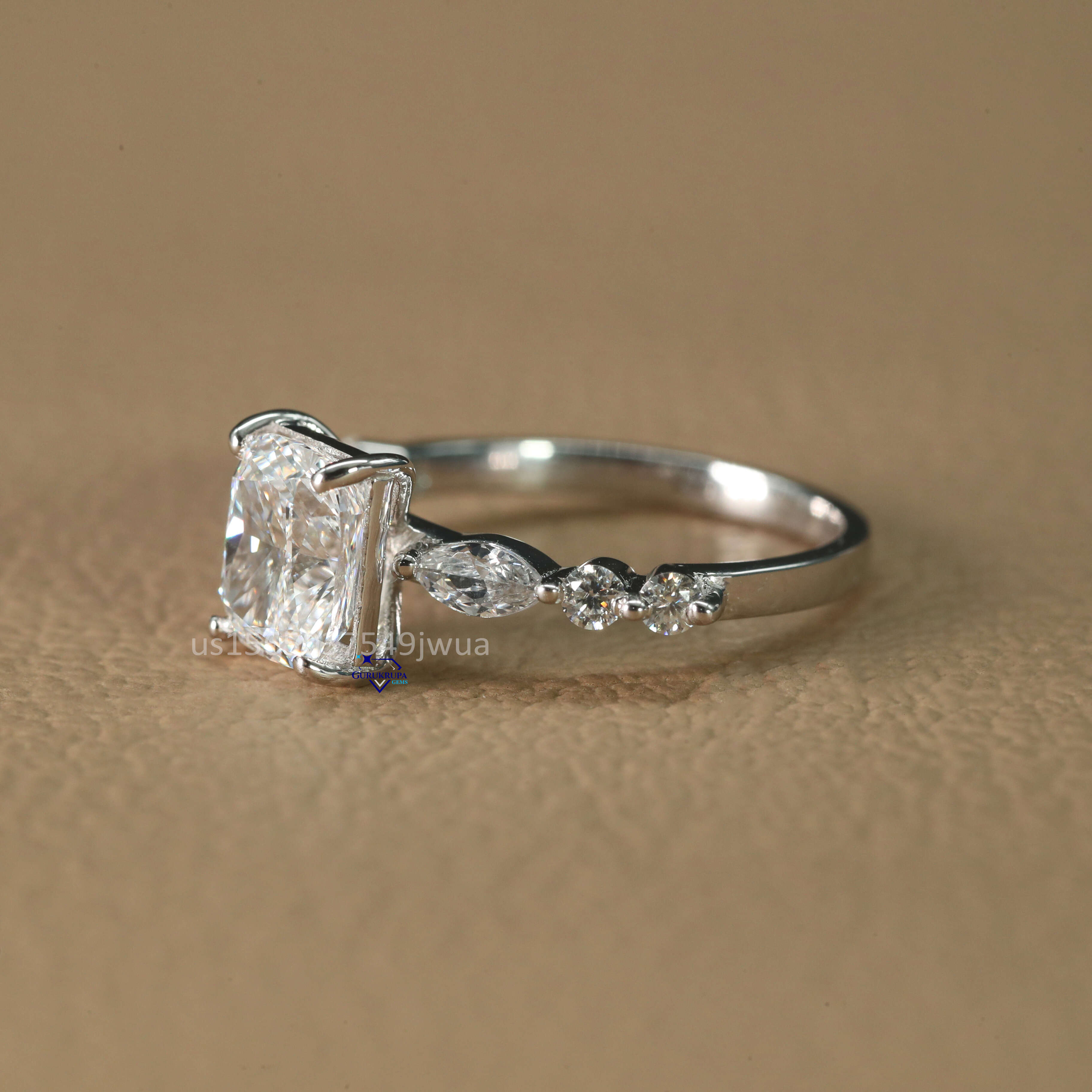 Exquisite 14kt White Gold Moissanite Diamond Ring with VS Clarity Crafted for Womens Perfect for Engagement and Every Function