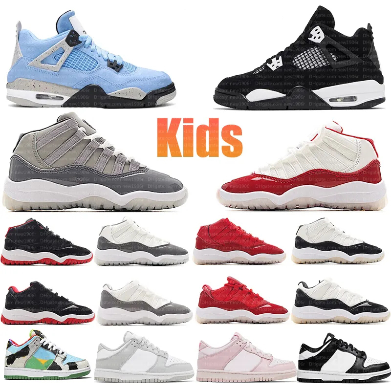 kids basketball shoes 4 sneaker 11 Cool Grey Cherry TD 12 flu game size 24-37 4y 5y Triple Pink panda