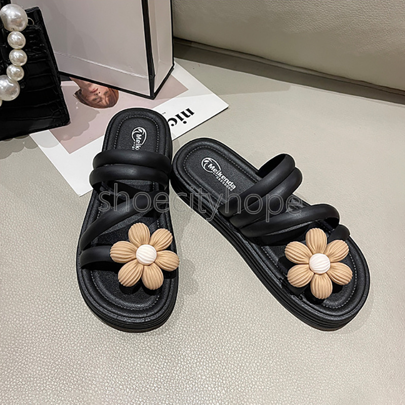 free shipping designer slides sandals summer slippers casual beach soft cute flower slipper fashion style outdoor indoor home sliders womens shoes ant
