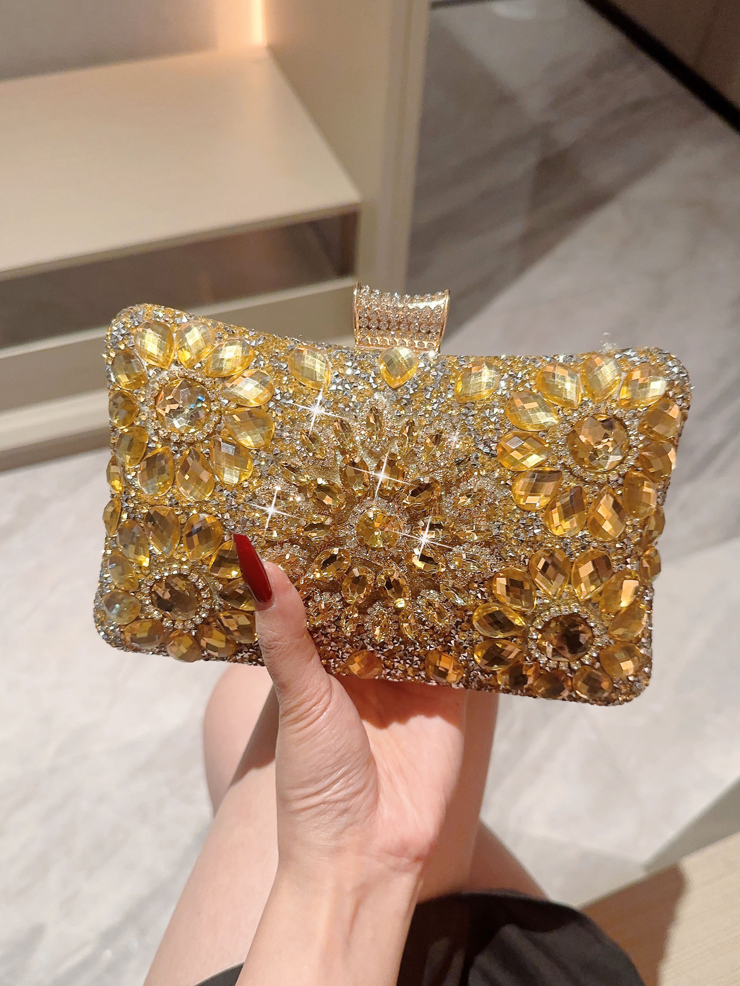 Free Shipping Sparkling Women's Designer Bag Small Square Bag Diamond Box Shaped Banquet Chain Bag Wallet Card Bag Makeup Bag Crossbody Bag Multi