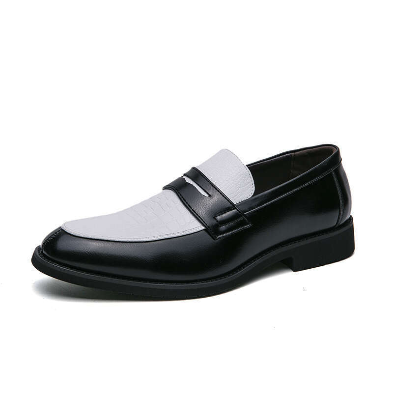 Business formal suit, footwell, loafers, fashionable contrasting color, open mouth laughing leather shoes, men's plus size lazy shoes