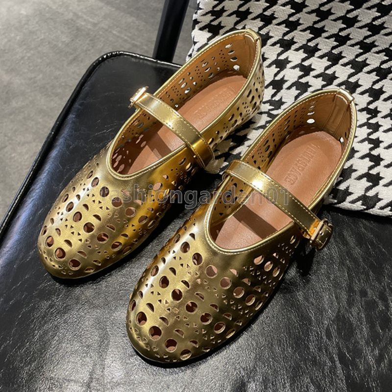 free shipping designer ballet flats heels loafers womens luxury shoes shallow mouth round toe cut-outs spring summer one-line buckle strap women dress