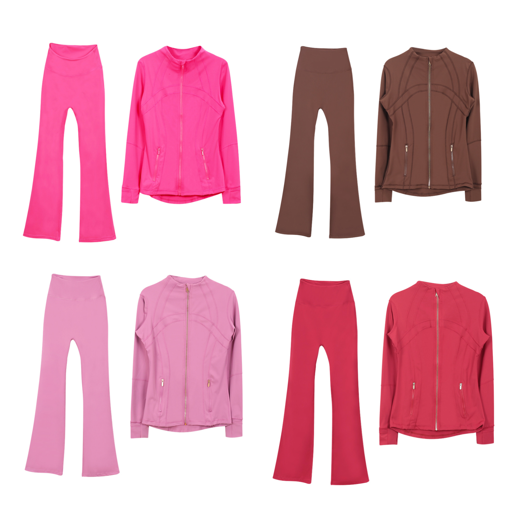 Women's Yoga Flared Pants set Lycra fabric Summer Ladies High Waist Slim Fit Belly Bell-bottom Trousers Shows Legs Long Yoga Fitness Net Red Fashion