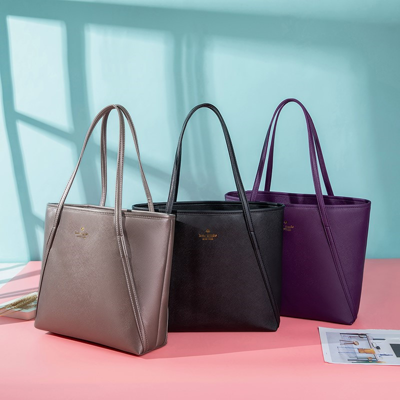 2025 Shoulder Bags Two Top Handles Women's With Zipper Handbags Women Large Capacity Female Solid Black Big