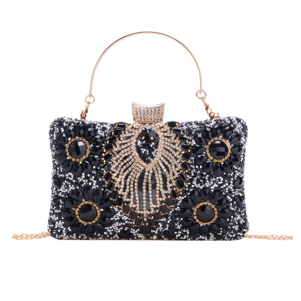 Dinner Bag Celebrity Heavy Industry Banquet Black Embedding Pearl Water Diamond Bag Handbag Qipao Female KQ