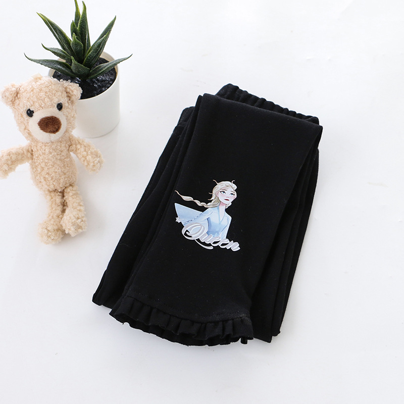 DISNEY Frozen Elsa princess kids designer clothes Girl Autumn Children's Clothes Girl Long Pants Princess Print Stretch Cotton