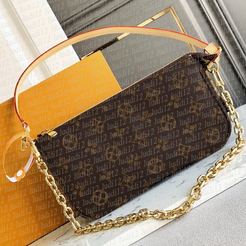 Top quality pochette accessoires bag Womens crossbody shoulder bag designer handbag mirror quality leather bag expensive Classic Flower Checked Bag tote wallet