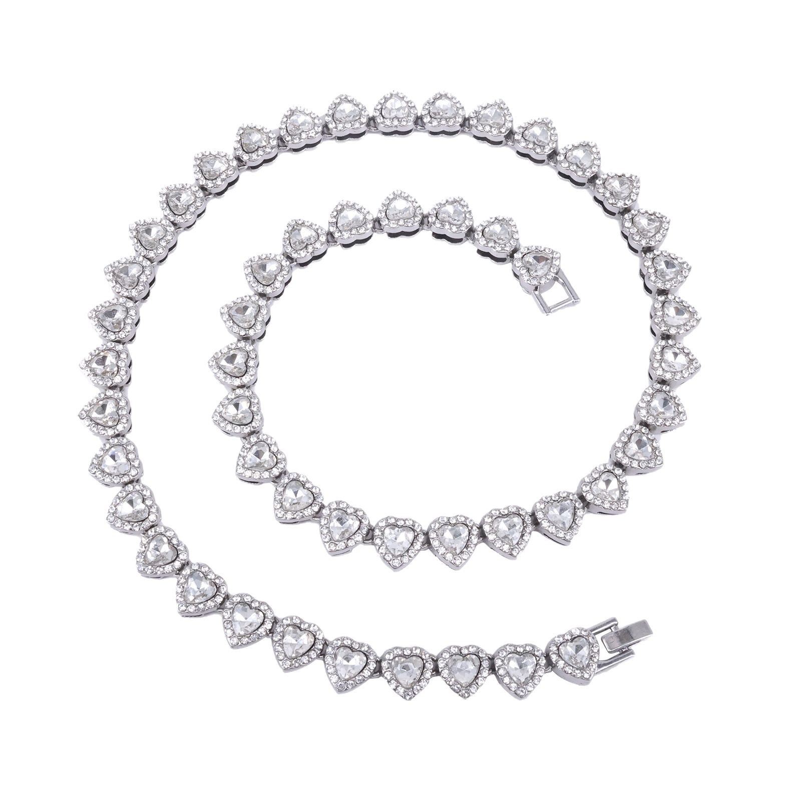 Womens necklace designer dainty designer bracelet women shine heart diamond plated silver stud earrings for woman ladies jewelry daily outfit hg321