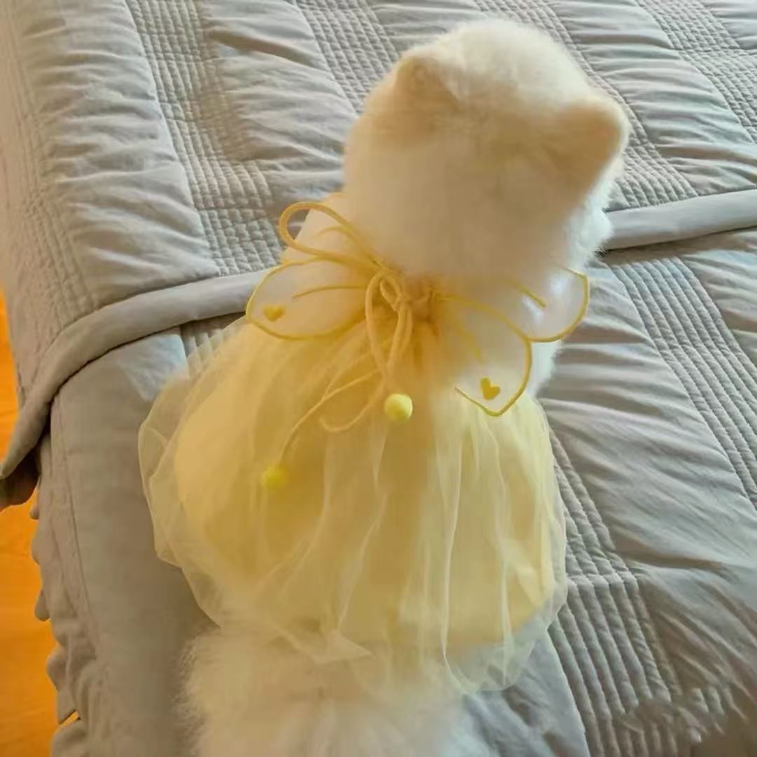 T00154 Dog Spring and Summer Clothes Shiny Wings Skirt Princess Suspender Skirt Cat Two-legged Pet Skirt Summer Teddy Dog
