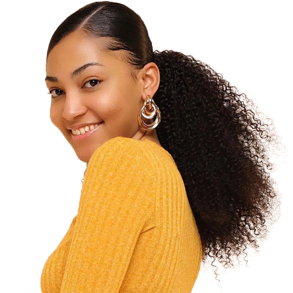 Black Drawstring Ponytail Extension Real Human Hair Kinky Curly Body Wave Clip In Hair Extensions for Black Women 8-24 Inch Available