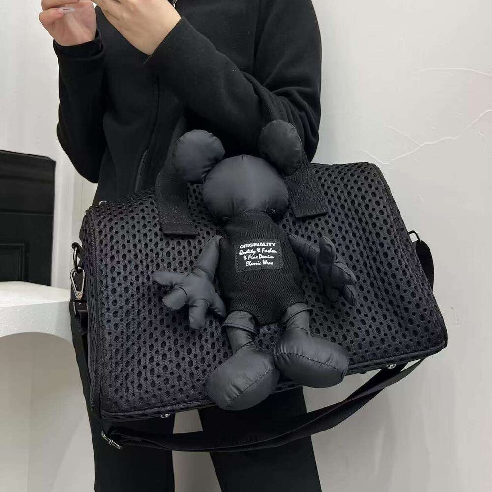 Temu Women's Fashion Mesh Small Bear Tote Bag Large Capacity Versatile Diagonal Cross Handbag