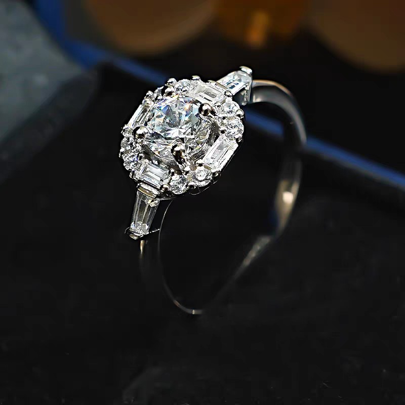 Sell Gorgeous Sparkling Wedding Rings Luxury Jewelry Genuine 100% 925 Sterling Silver Round White Lab Moissanite Diamond Designer Party Eternity Women