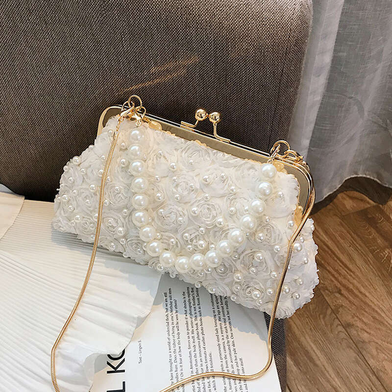 Dinner Bag Pearl Hand Held Internet Famous New Trendy Korean Version Versatile Ladies Rivet Chain Single Shoulder Crossbody Bag Small Bag KQ