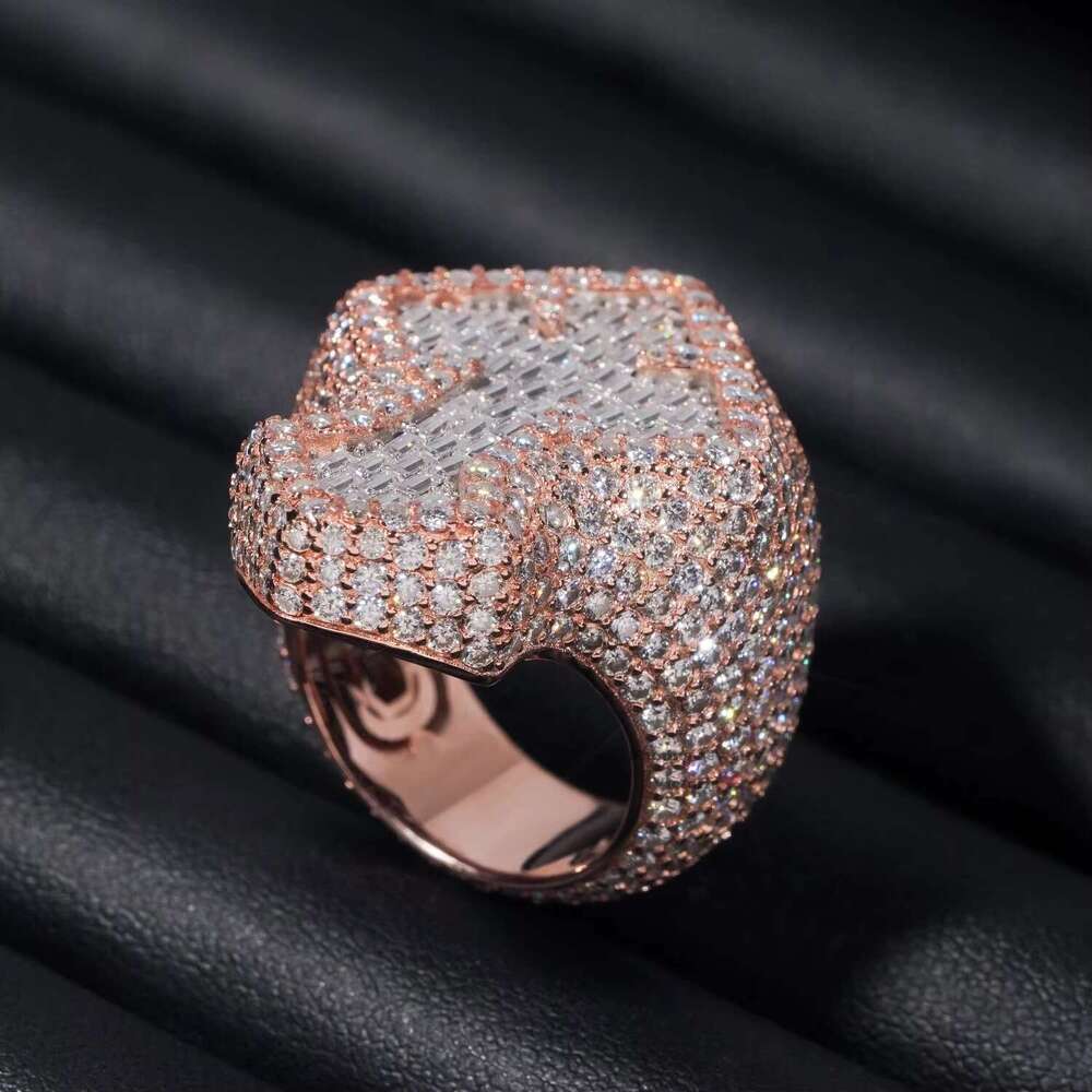 Hip hop style VVS silicone men's cross silver ice out ring