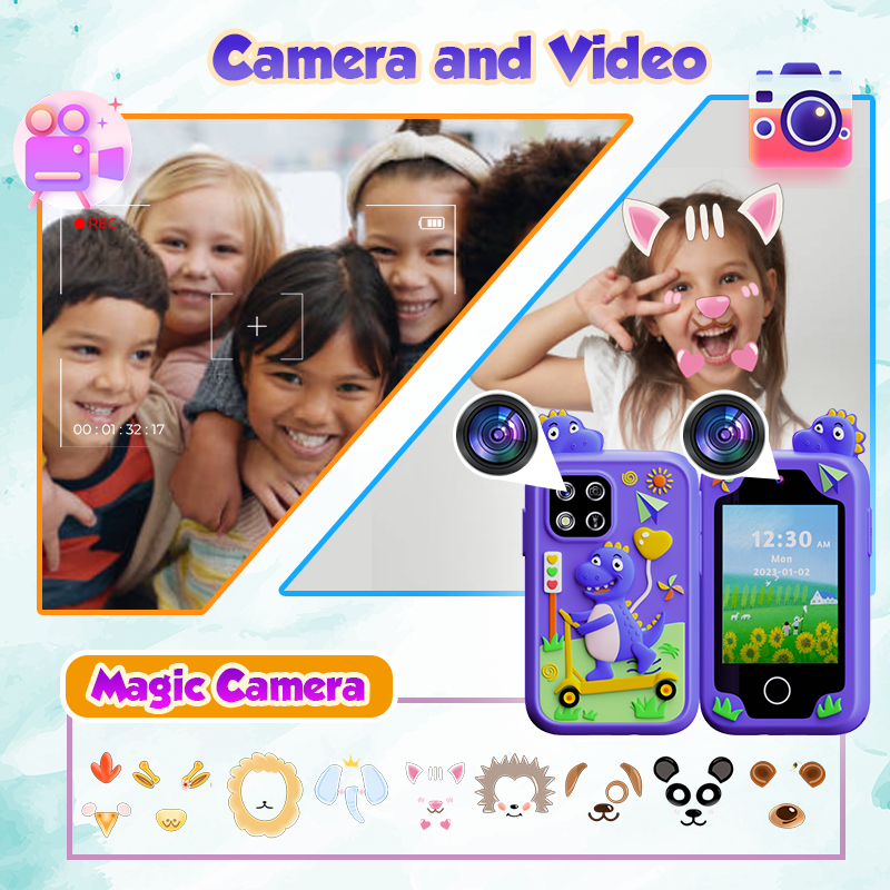 Cute Learning Kid Smart Phone Toy Mobile Phone Camera Game Phone for Children Kids Baby Age 3-7 A38