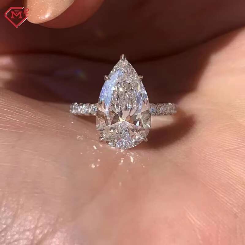 3CT pear cutting engagement with hidden halo paving, 14k white gold laboratory planting ring