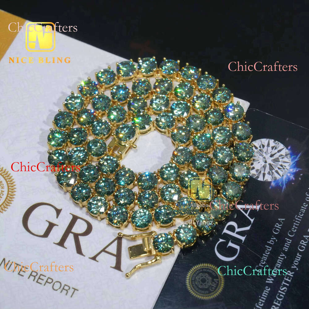 Ready Stocks High Fashion Pass Dia Tester 5mm Dark Blue Green Moissanite Tennis Necklace Bracelet Hip Hop Jewelry
