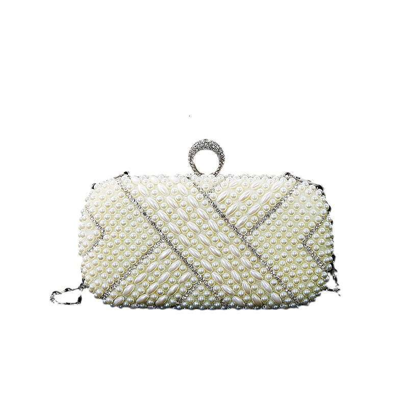 Dinner Bag New Geometric Water Diamond Pearl Bead Chain Wedding Party Handheld Women S Clutch Banquet Bag KQ