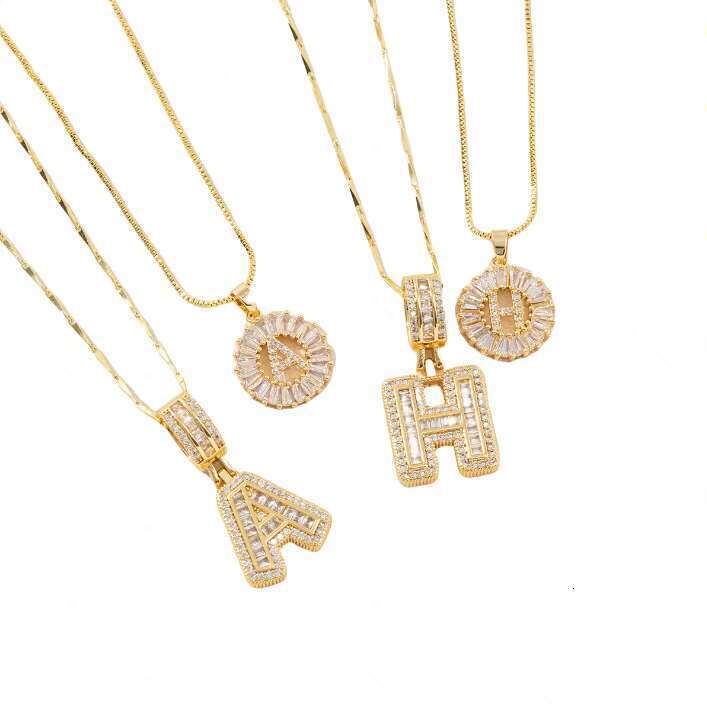 DHCollections Cross-Border Popular 26 Letter Necklace for Women Full Dia Rock Candy Copper Inlaid Fashion Pendant Necklaces