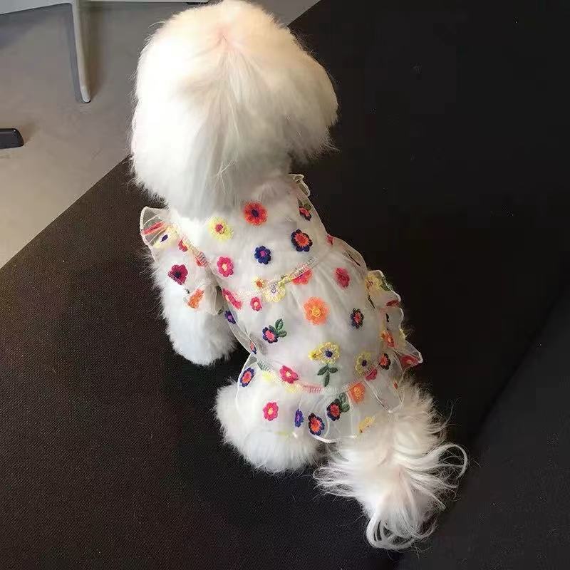 T00156 Summer chiffon skirt small dog Teddy Bichon Yorkshire Maltese cat dog sun protection clothes