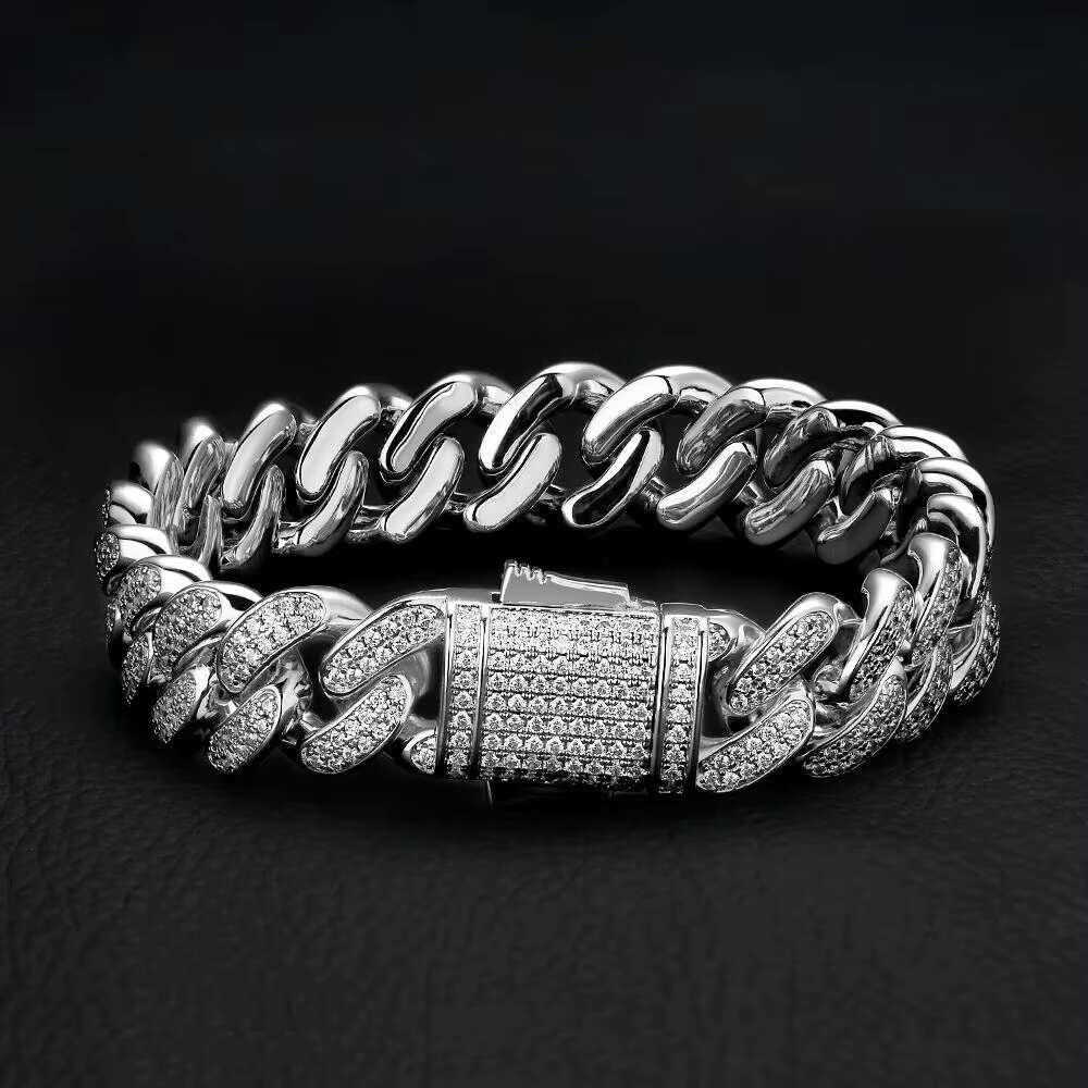 Good Quality and Price of Sterling Sier Gold Plated Moissanite Dia Cuban Chain Bracelets