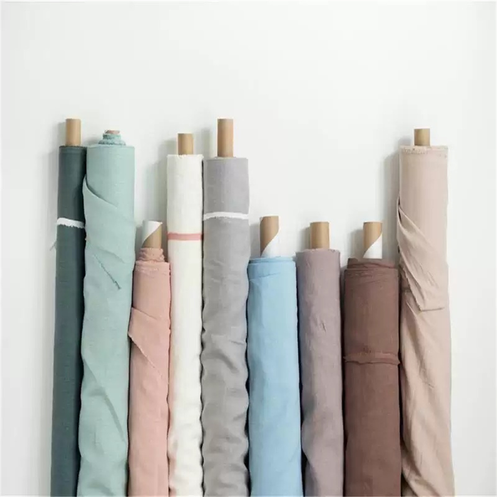 BBH2202 solid color wide width high weight washed yarn-dyed fabric, 14-count pure linen fabric