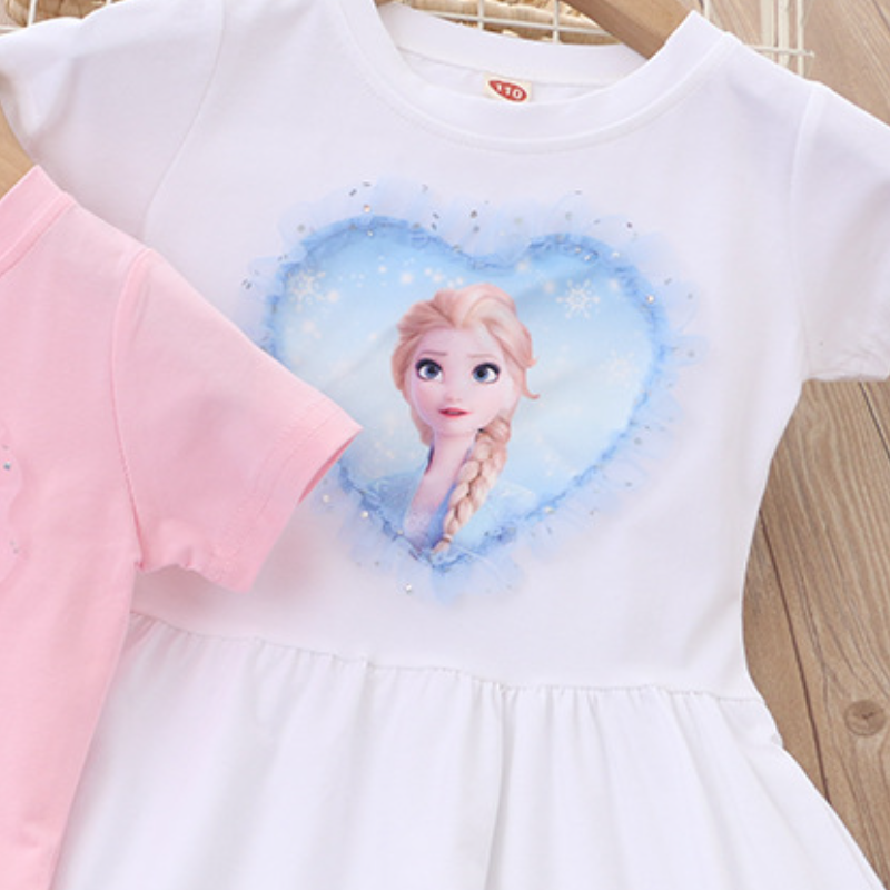 DISNEY Frozen Baby designer clothes Princess Elsa Children summer dress cartoon princess short-sleeved dress.