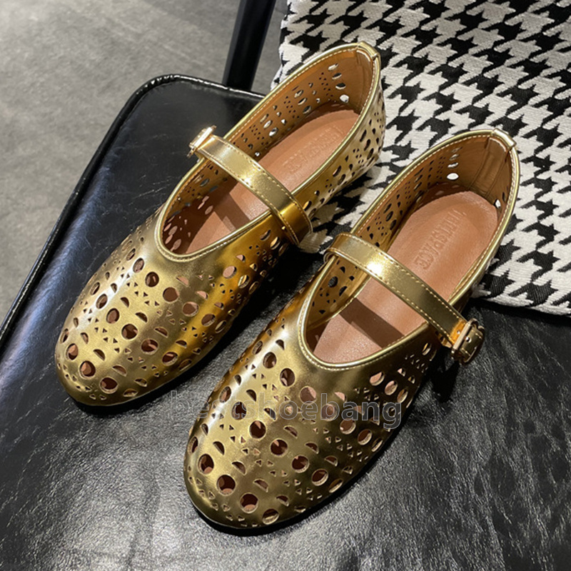 designer heels women ballet flats luxury dress shoes loafers womens Spring summer shallow mouth one-line buckle strap hollow round toe ballerina heels