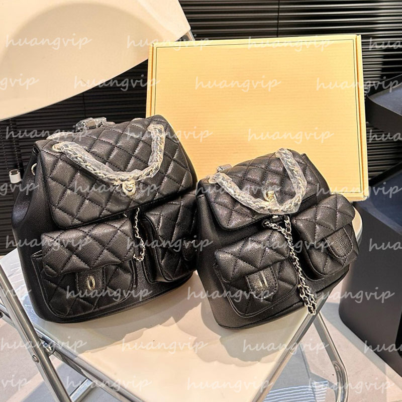 Shoulder backpacks for women luxury bag duma mini backpack high quality designer bag cc flap bag double pocket calfskin leather fashion schoolbag chain bag 20cm 18cm