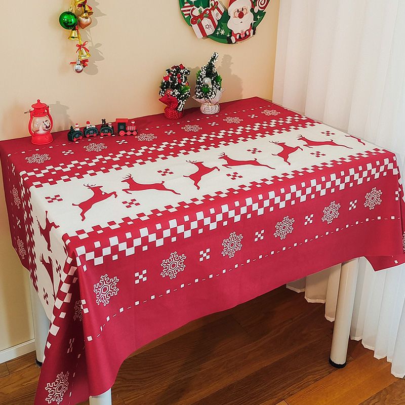 XX0392 New Year tablecloth red festive Christmas tablecloth atmosphere tablecloth tablecloth plaid cloth Christmas style decorative cloth