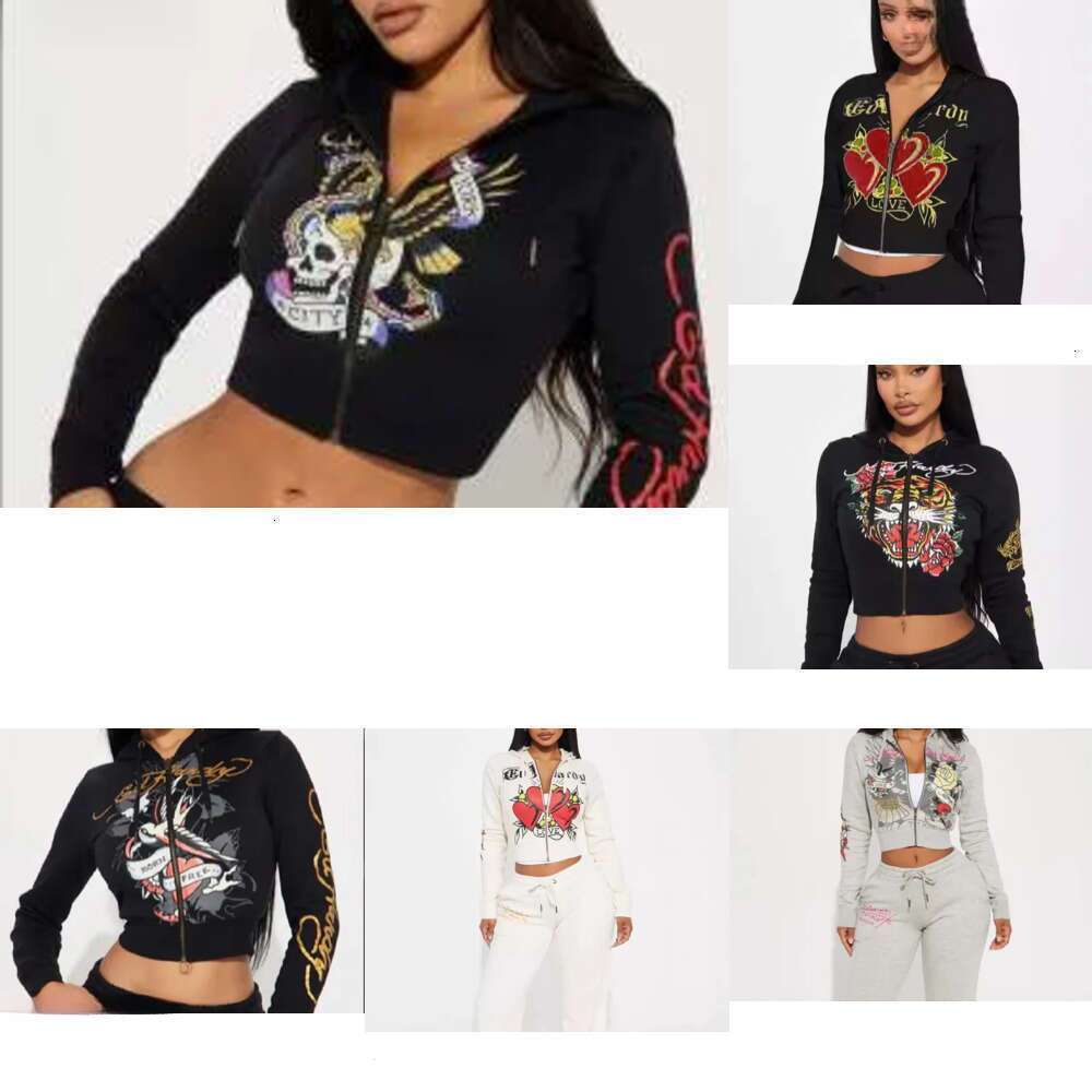 edhardywomen set Womens Tracksuit High Quality Y2k 2 Piece Pants Tracksuit Women Coutoure Set Track Letter jogger suits Sweatsuits Zipper Hoody hardy 