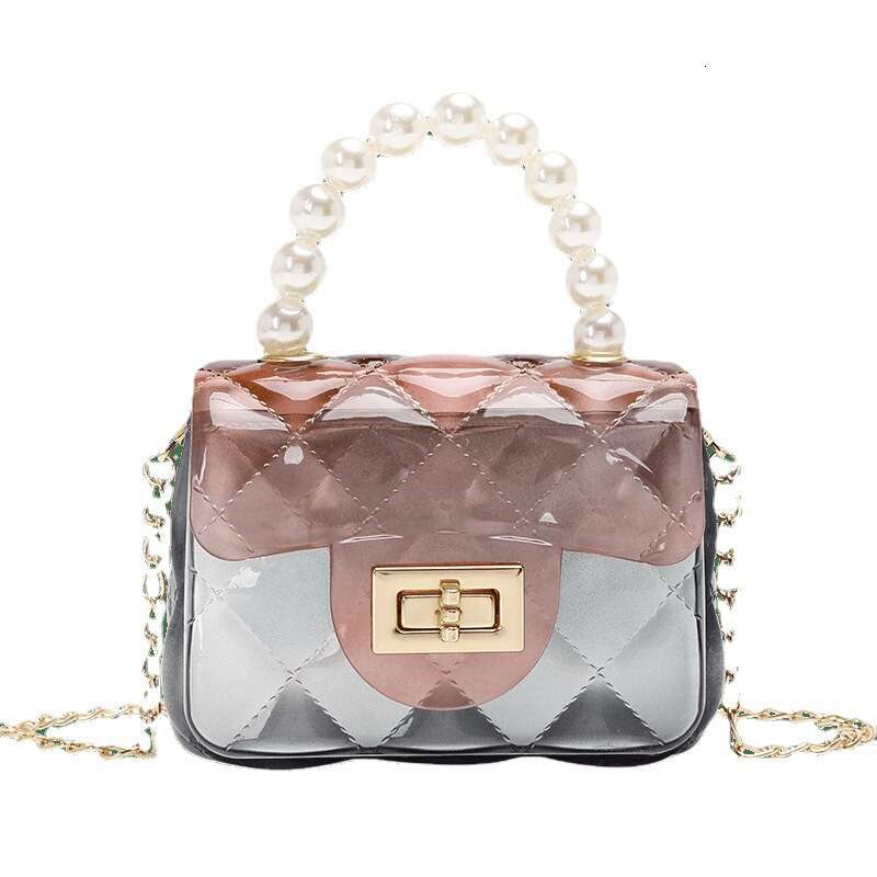Dinner Bag Cross Body Candy Colored Hand Held Transparent Jelly Women S DIY Beaded Bag Pearl Bag KQ