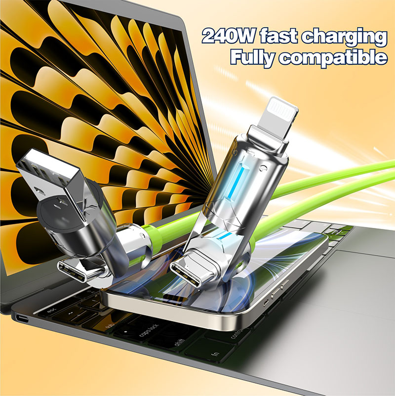 240W 4 in 1 Multi-function Mobile Phone Data Cable PD Fast Charging Cable Charger Zinc alloy fast charging for easy portability for Huawei Xiaomi iPho