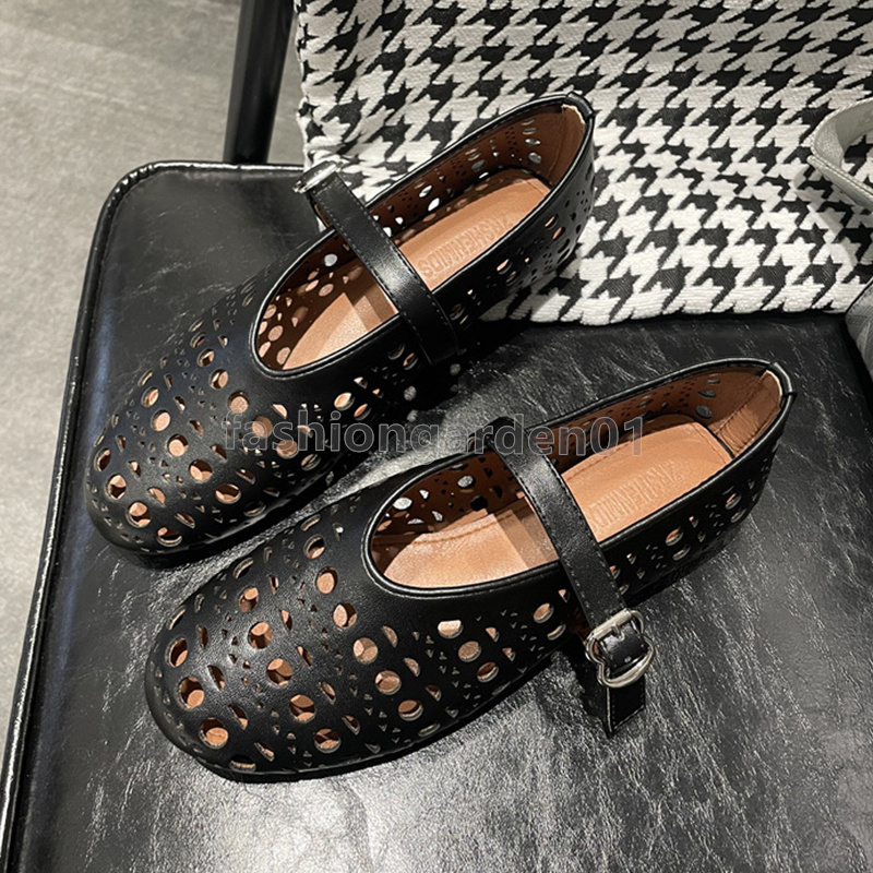 free shipping designer ballet flats heels loafers womens luxury shoes shallow mouth round toe cut-outs spring summer one-line buckle strap women dress