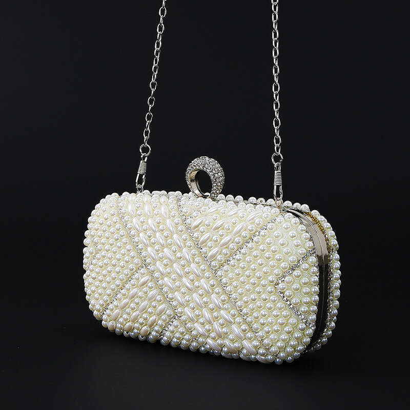 Dinner Bag New Geometric Water Diamond Pearl Bead Chain Wedding Party Handheld Women S Clutch Banquet Bag KQ