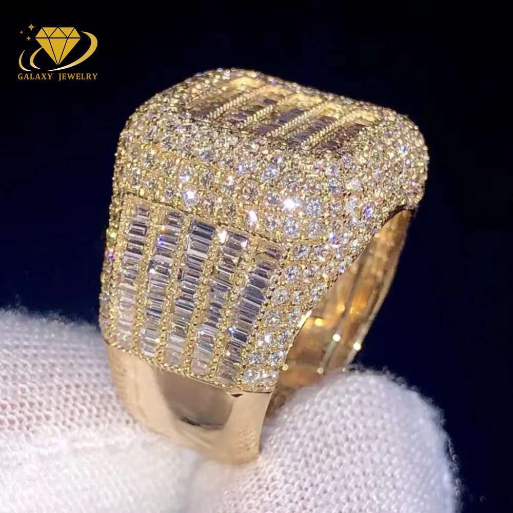 Luxury Mens Iced Out Baguette Diamond Engagement Ring 925 Silver Vvs Moissanite Championship Ring Custom Hip Hop Ring