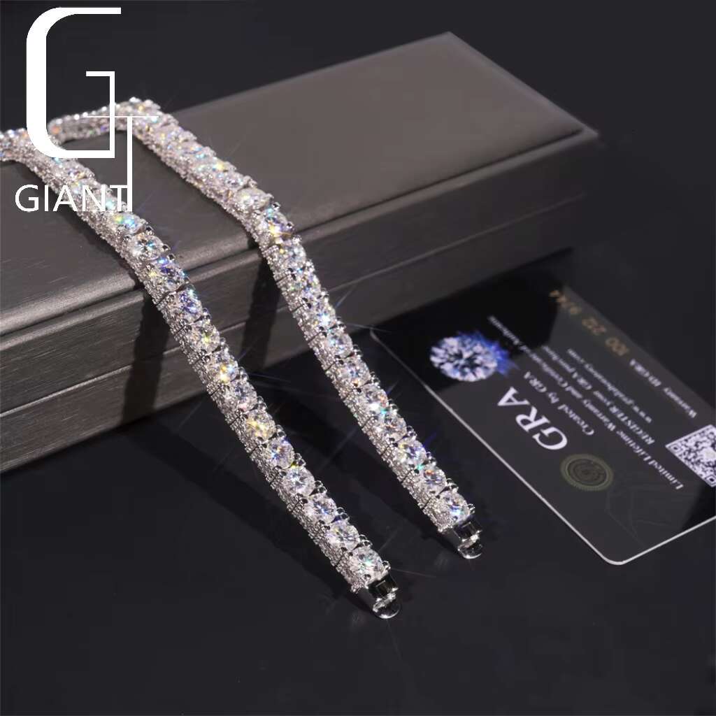 Unique Design Iced Out Double Sides Hip Hop 925 Sterling Silver VVS1 5mm 6.5mm Moissanite Diamond Cluster Tennis Bracelet
