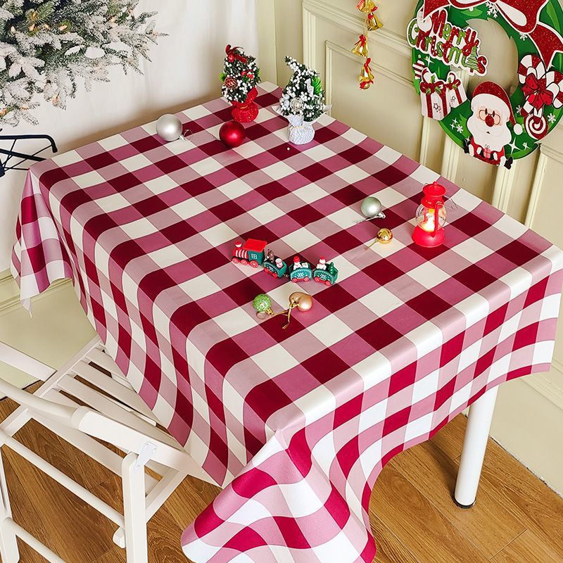 XX0392 New Year tablecloth red festive Christmas tablecloth atmosphere tablecloth tablecloth plaid cloth Christmas style decorative cloth