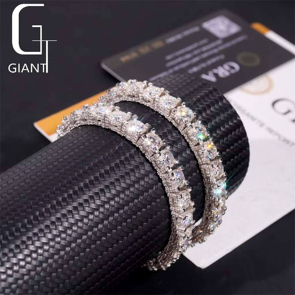 Unique Design Iced Out Double Sides Hip Hop 925 Sterling Silver VVS1 5mm 6.5mm Moissanite Diamond Cluster Tennis Bracelet