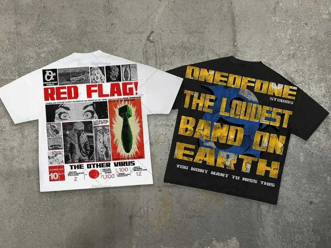 Trendy Anime Printed Clothing Men Y2k Gothic Punk Style Oversized T-shirt Retro Versatile Short-sleeved Tops Women 250506