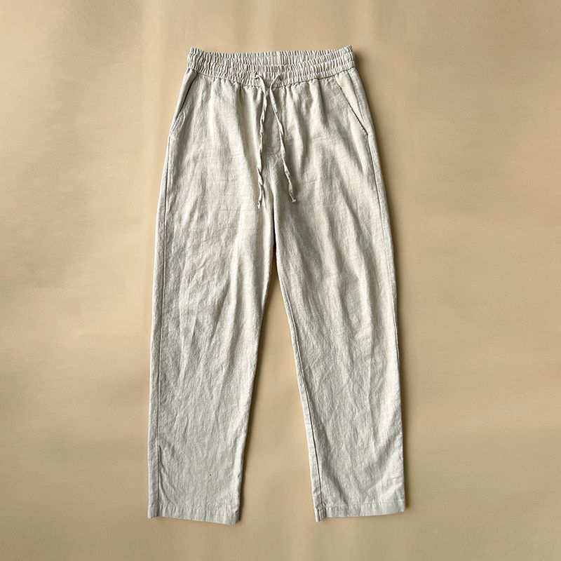 High end linen pants for men summer thin Chinese style cotton linen pants mens casual pants white loose straight leg pants 250507